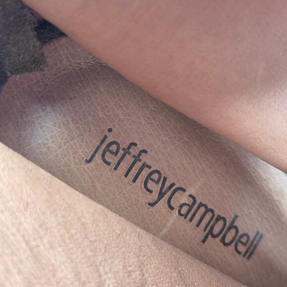 Jeffrey Campbell Taupe Suede Boots Buckle Studded Peep Toe Heels Shoes Sandals 7 - Picture 4 of 5